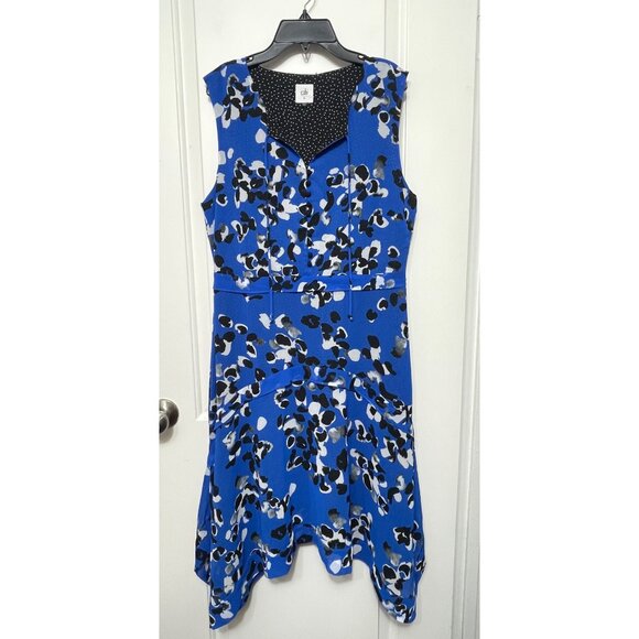 Cabi Cobalt Jungle A-Line Asymetrical Hem Midi Dress in Blue Size M - Picture 6 of 16